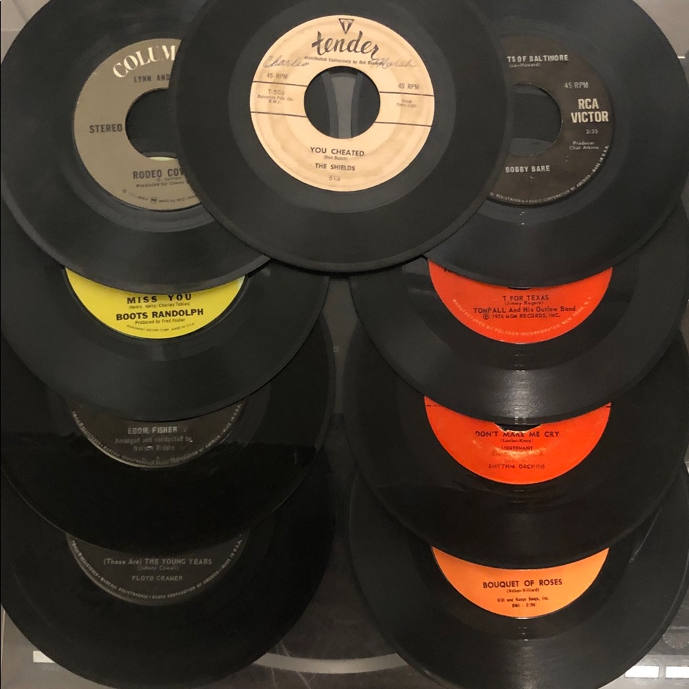 Lot of 9 Vintage 45 RPM Vinyl Records Various Artists